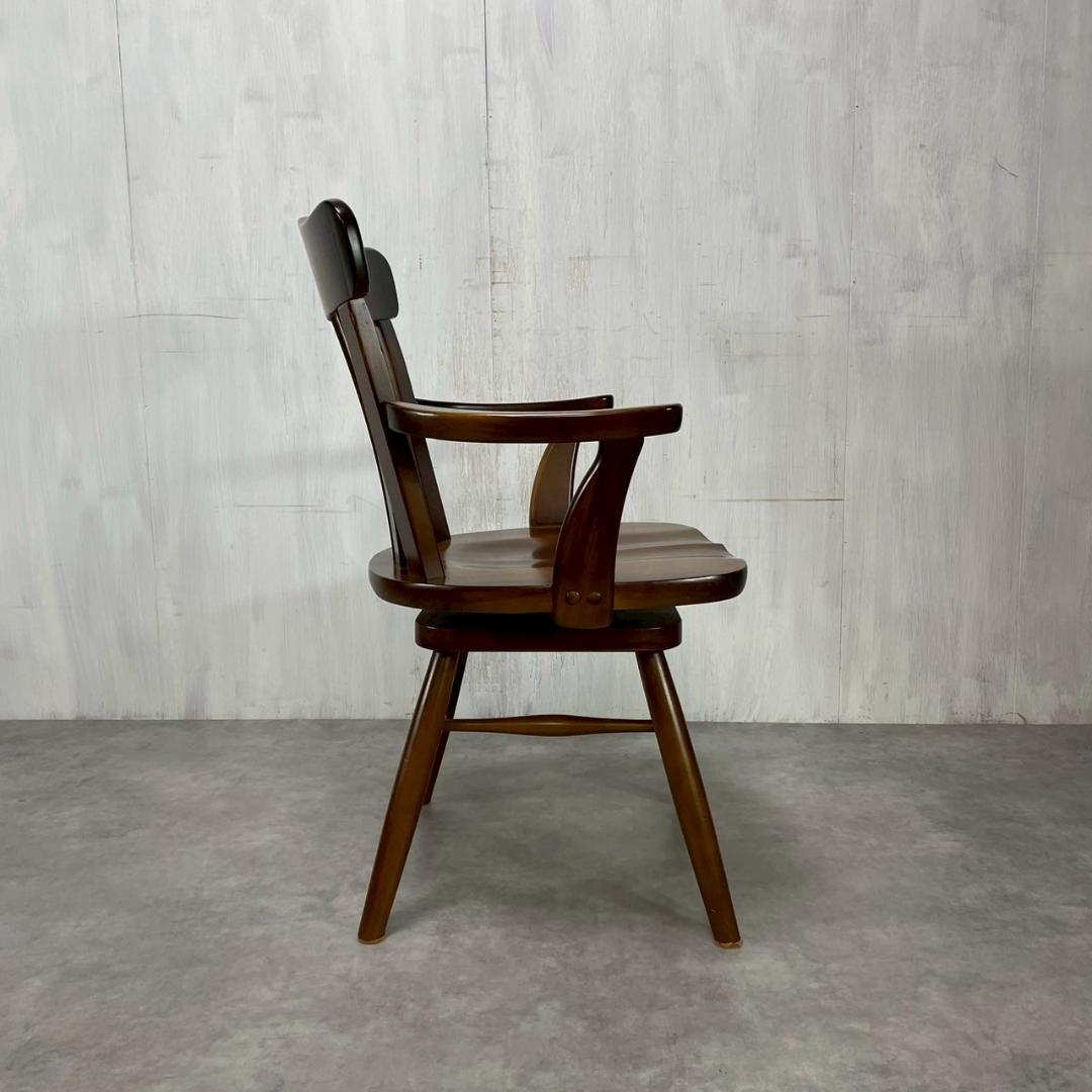 カリモク家具 回転式 アームチェア ダイニングチェア 無垢材 国産家具 B