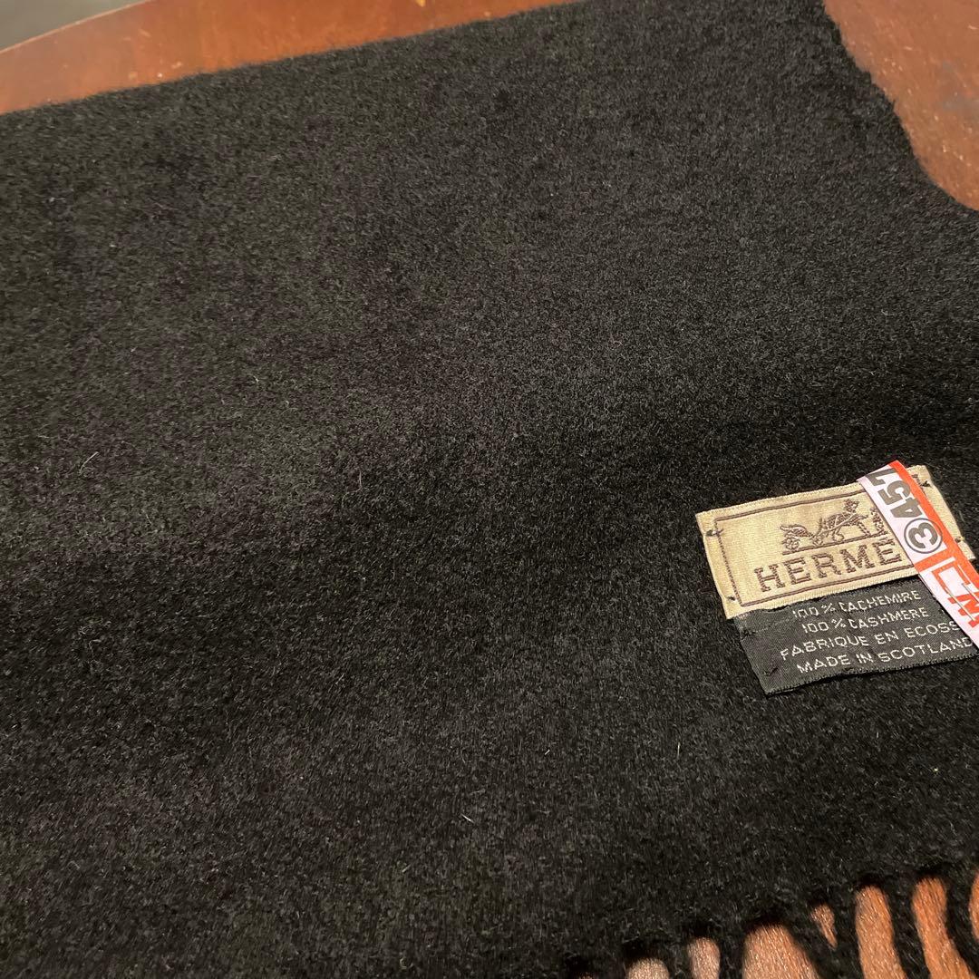HERMES 100%カシミヤ マフラー 黒