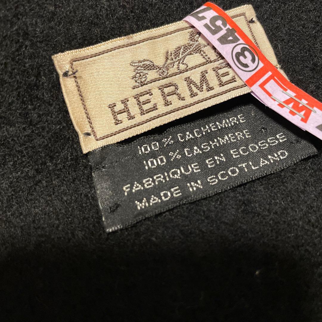 HERMES 100%カシミヤ マフラー 黒