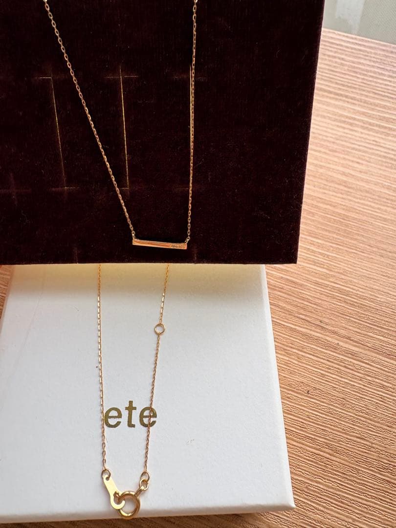 ete K18ゴールド 40cmバータイプネックレス/箱付き