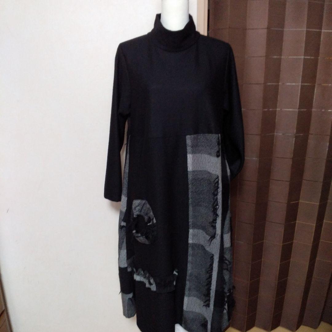 ※専用です※ ジェニーギャルソン裏地付き ハイネックAラインワンピース (黒系)