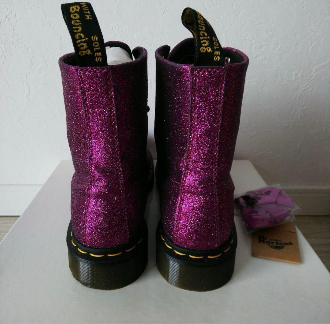 ドクターマーチン ブーツ グリッター ラメ ピンク パープル ＵＫ６．５
