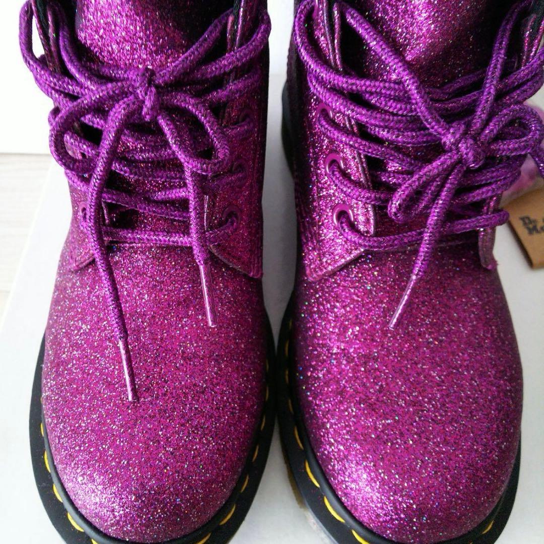 ドクターマーチン ブーツ グリッター ラメ ピンク パープル ＵＫ６．５
