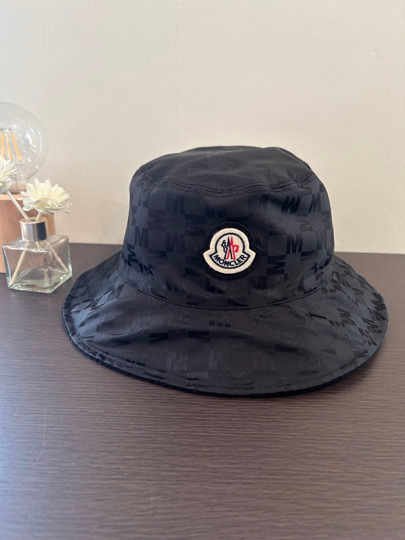 新品　モンクレール2way リバーシブルコーデュロイ バケットハット 黒