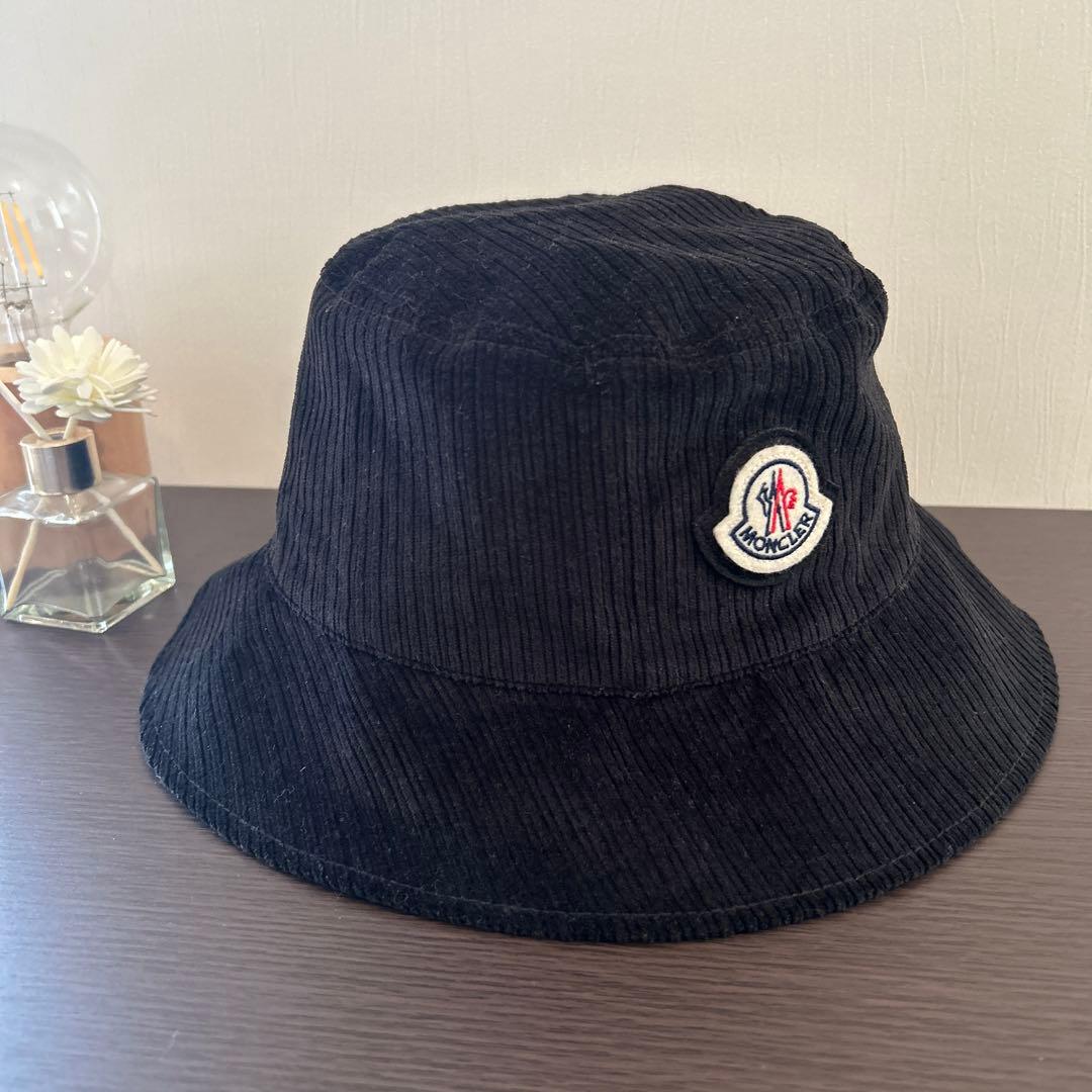 新品　モンクレール2way リバーシブルコーデュロイ バケットハット 黒