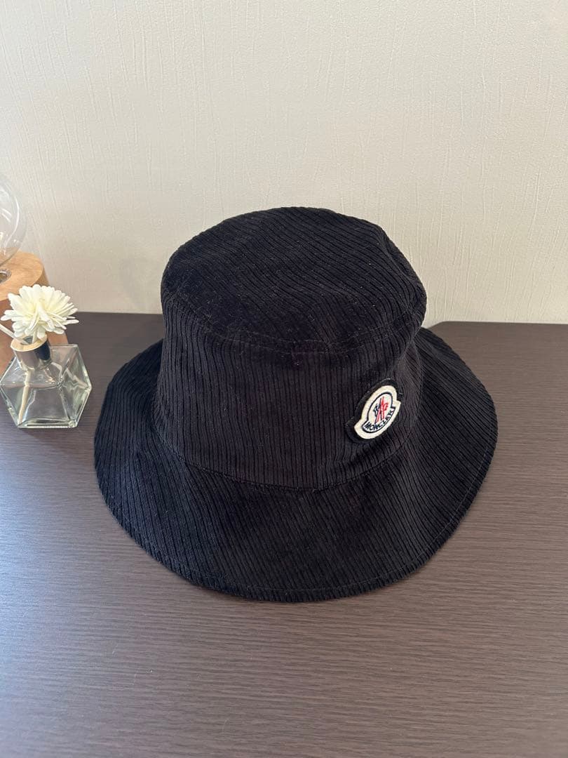 新品　モンクレール2way リバーシブルコーデュロイ バケットハット 黒