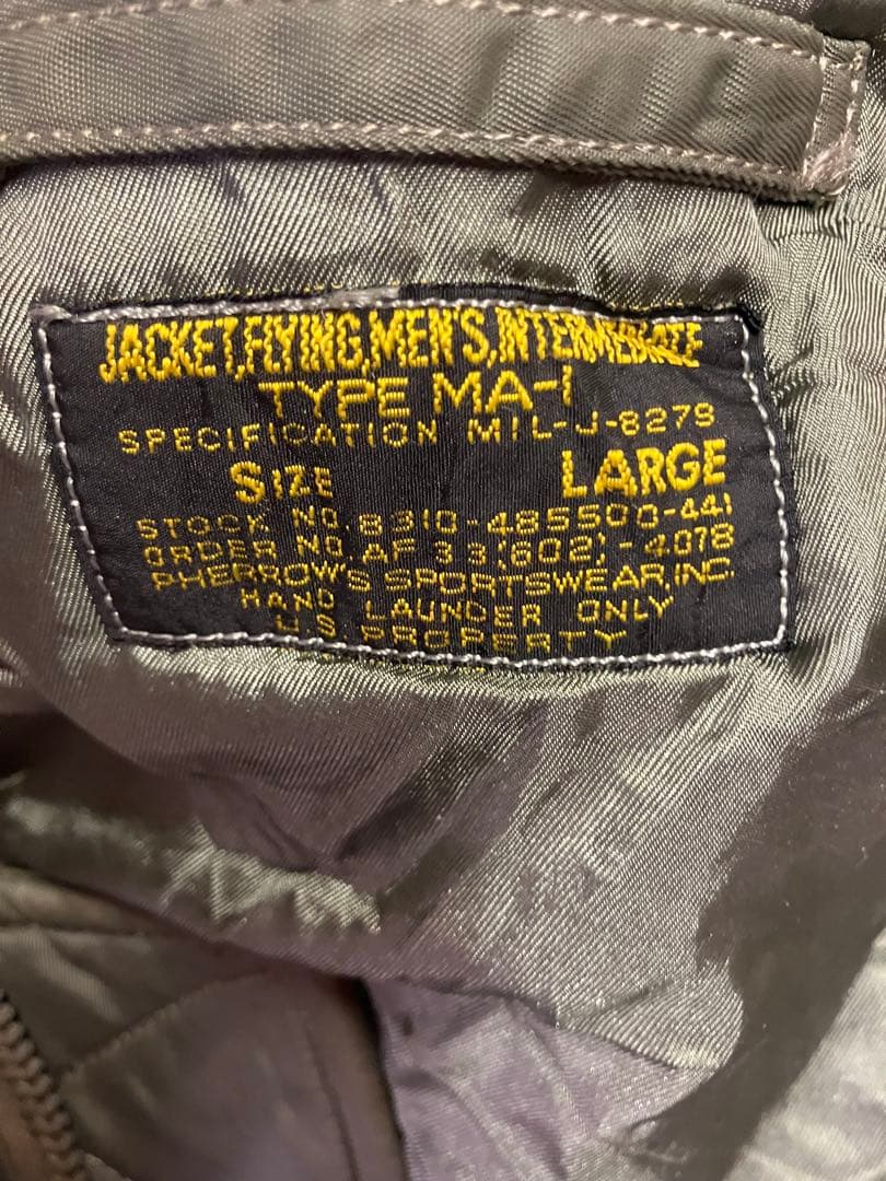PHERROW’S フライトジャケット MA-1 MIL-J-8279 Lサイズ