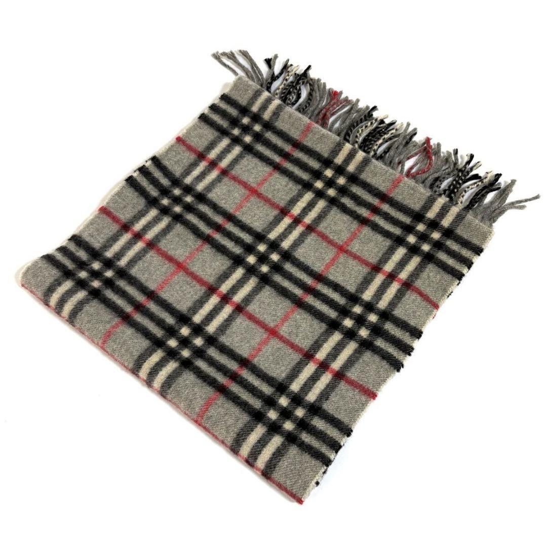 【美品】BURBERRY カシミヤ マフラー グレー ノバチェック英国製 希少品