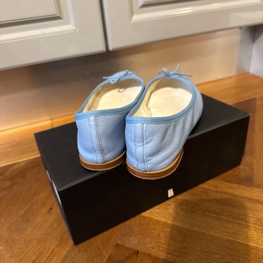 repetto 水色 リボン付きバレエシューズ40