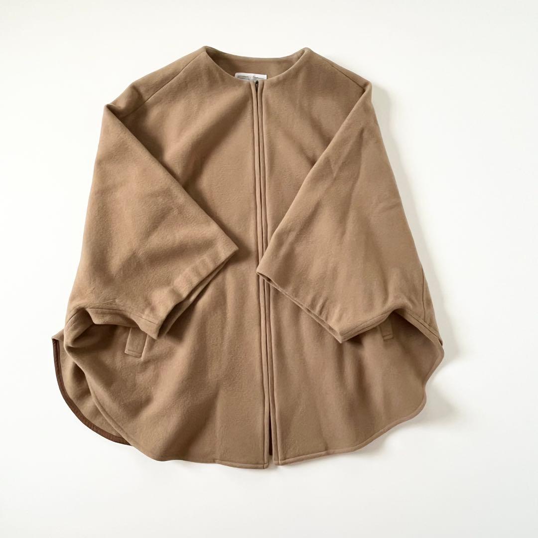 美品＊BEARDSLEY ウールポンチョコート　ビアズリーキャメル　近年モデル