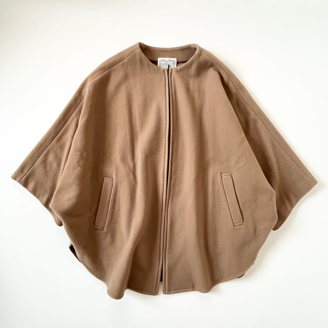 美品＊BEARDSLEY ウールポンチョコート　ビアズリーキャメル　近年モデル
