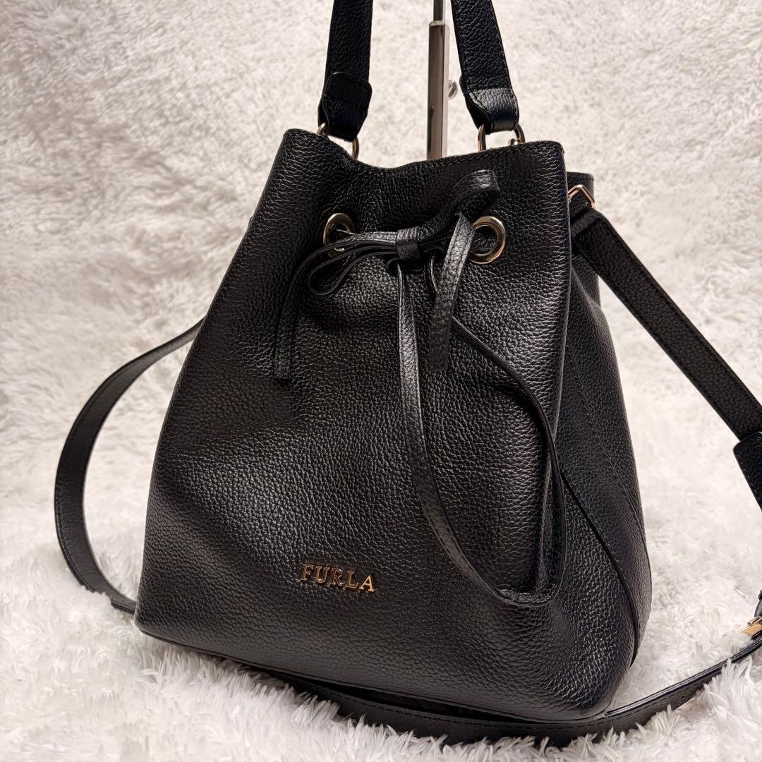 美品✨FURLA 2wayバック　ショルダーバッグ コスタンザ　ブラック