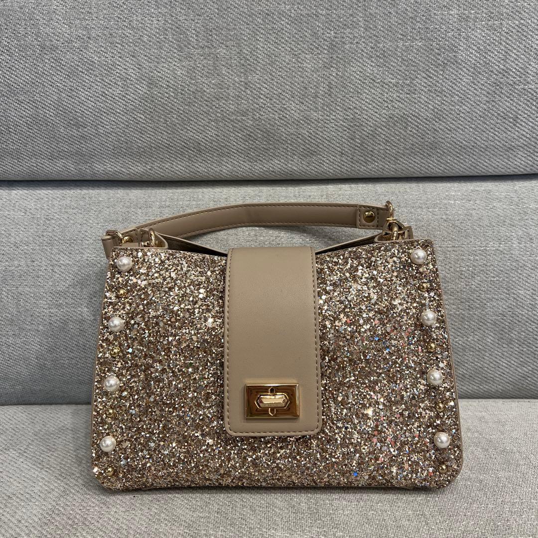 DIANA キラキラ グリッターバッグ ショルダー付き