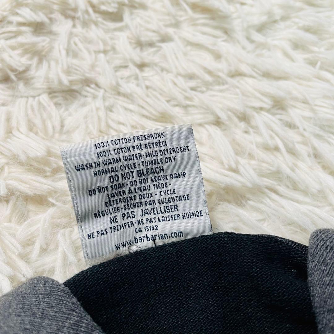 BARBARIAN ボーダー フーデット ラガーシャツ ブラック/グレーXL