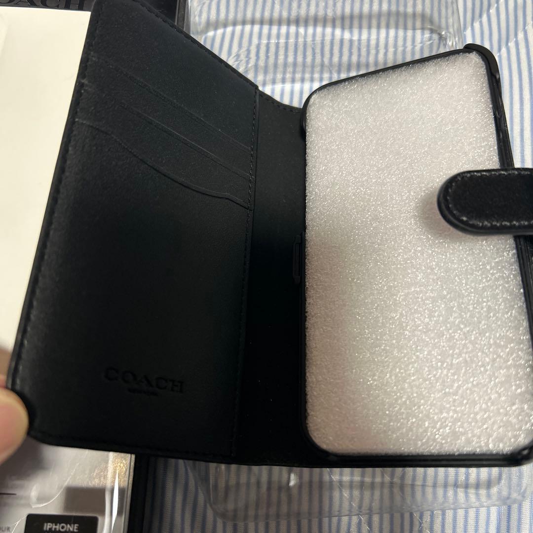 新品コーチiPhone12mini手帳型ケース黒