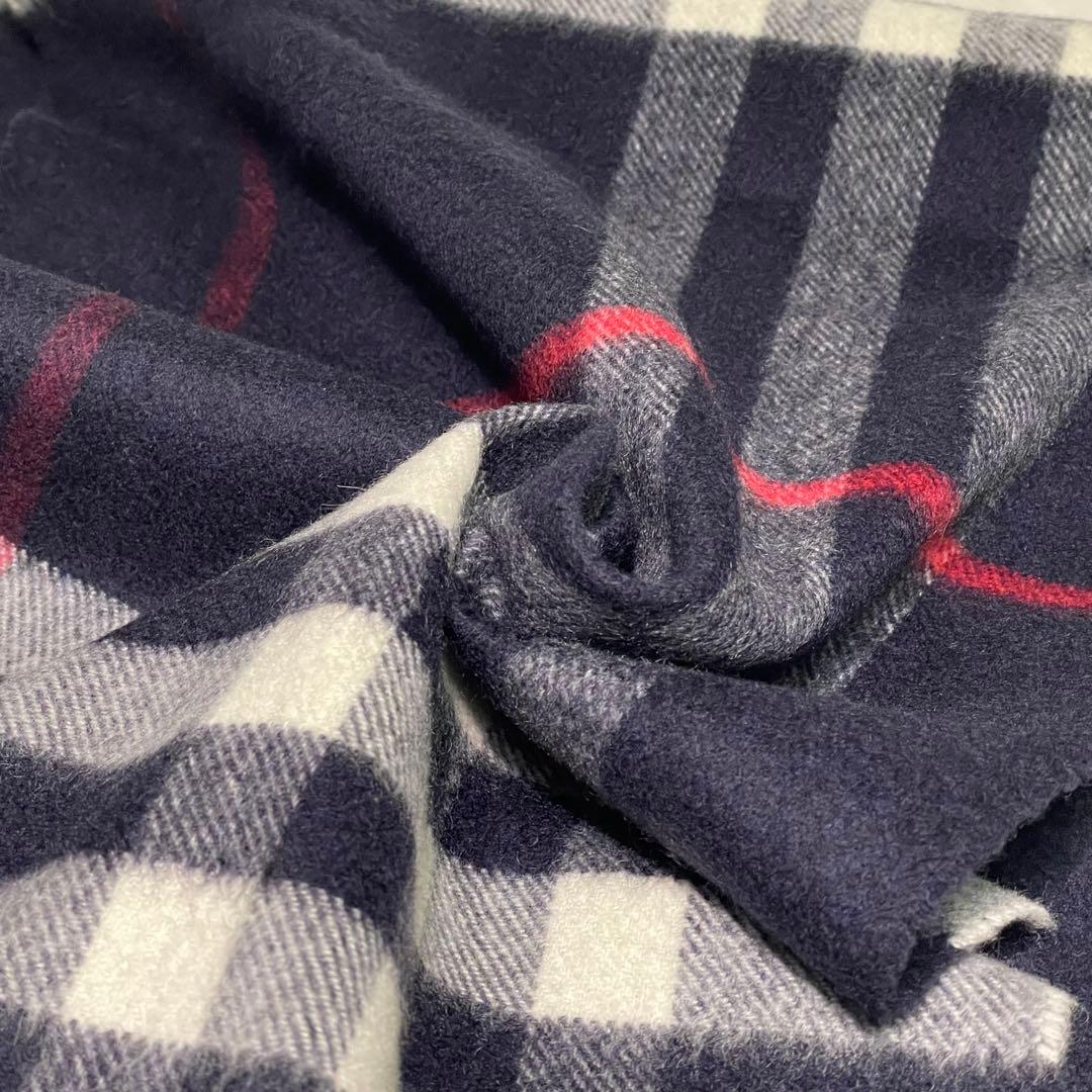 美品☆バーバリー☆マフラー☆チェック柄☆ネイビー☆ノバチェック☆カシミヤ