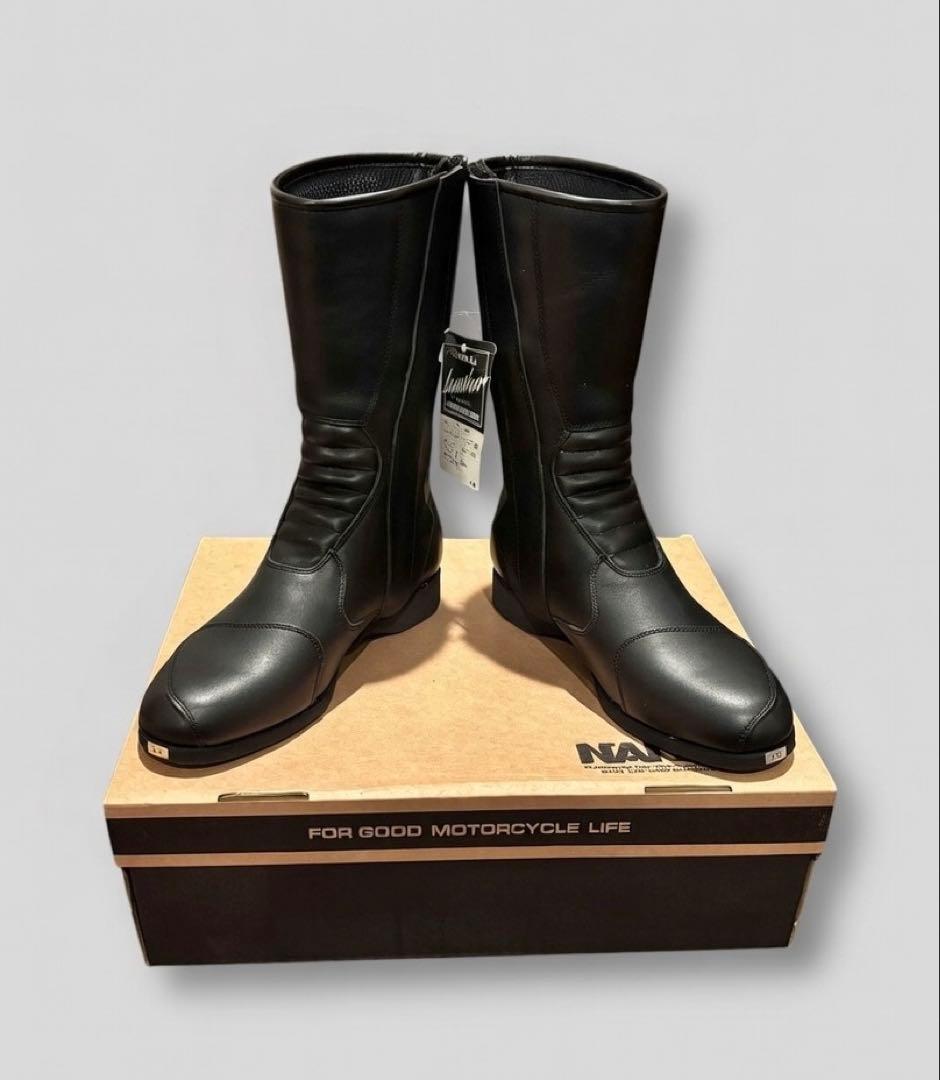 バイク用レザーブーツ 黒 (サイドジッパー付) 26cm 細身