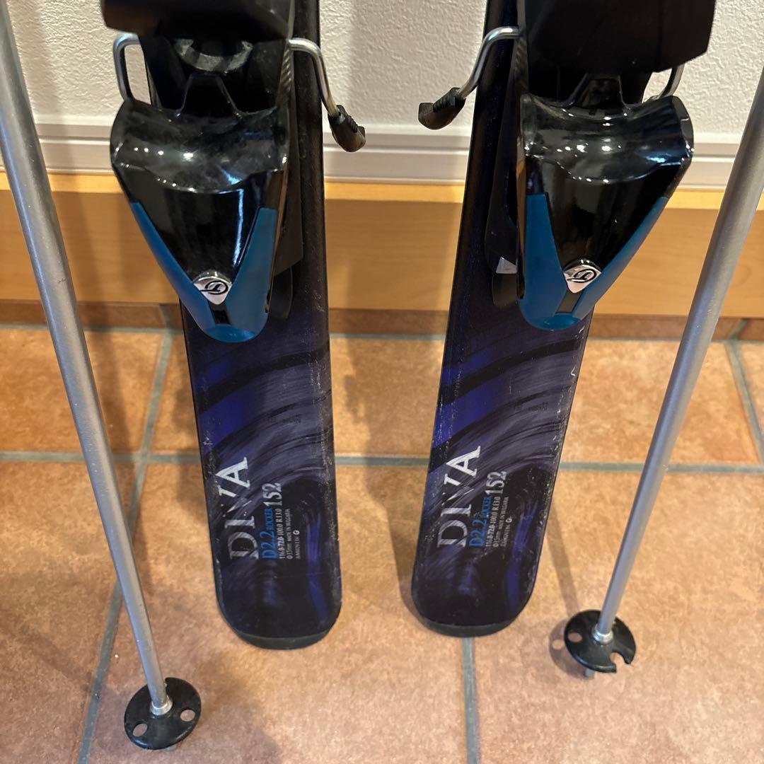 メンズ　HART DIVA スキー板 黒と紫 ビンディング　ポール付き