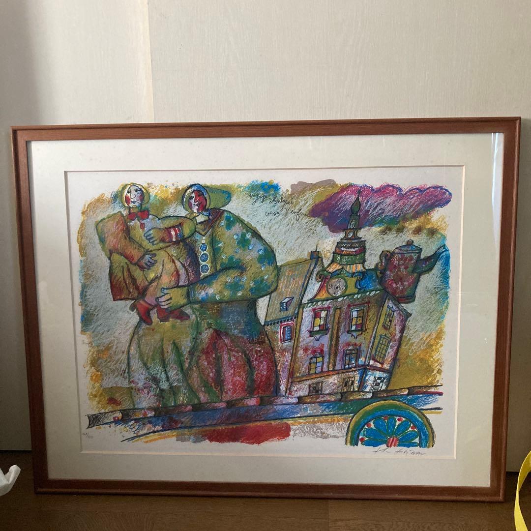 sirase2929 リトグラフ 人物と建物のアート　テオ　トビアス作