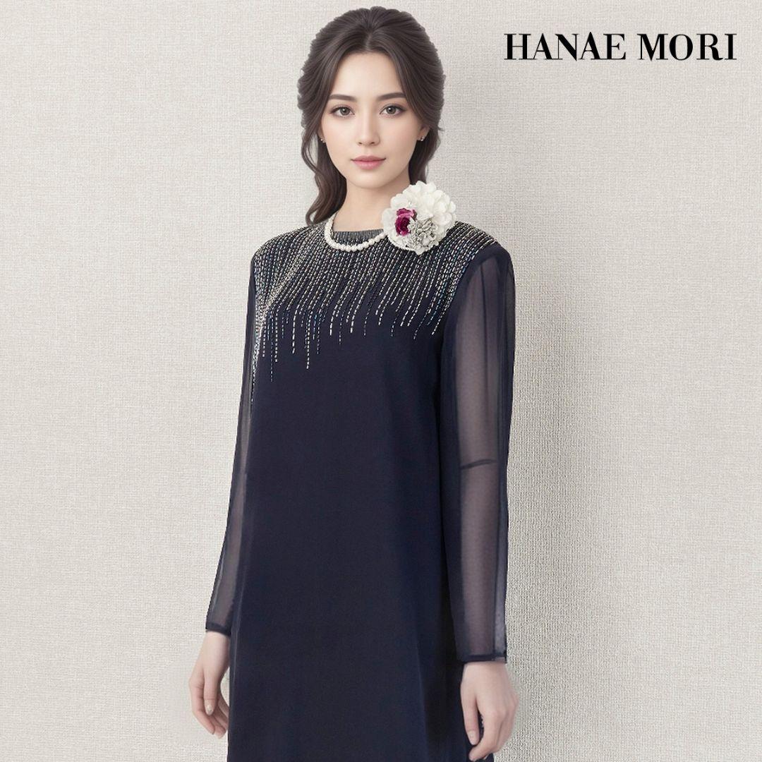 ◎当日発送可能【美品】ハナエモリ　11号相当　ネイビー　セレモニードレス　ロング