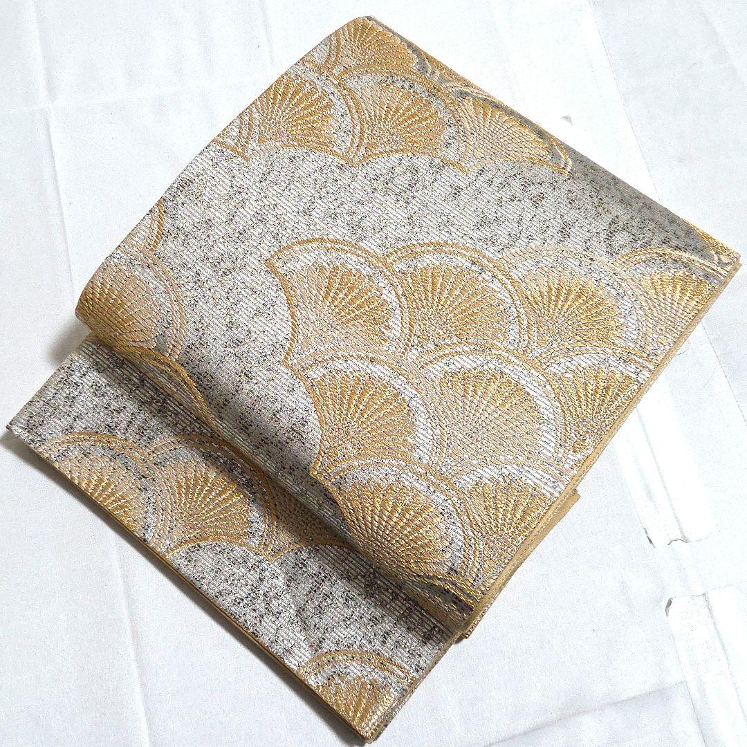 C 京の名工 染匠 越後屋通博 菊青海波 金銀糸 六通 正絹 フォーマルな袋帯