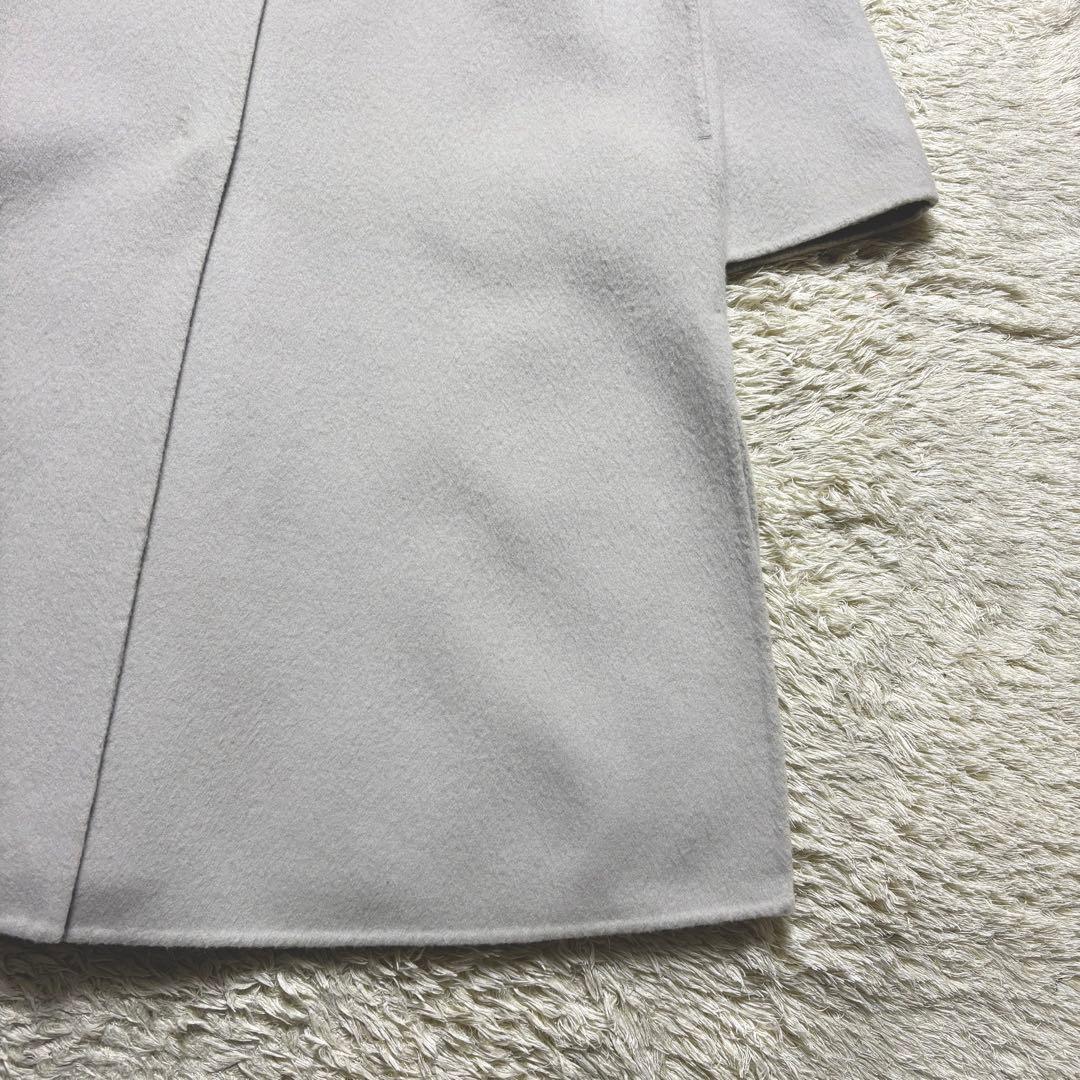 極美品　アドーアADORE カシミヤ混 2トーンコート　ノーカラー　グレー