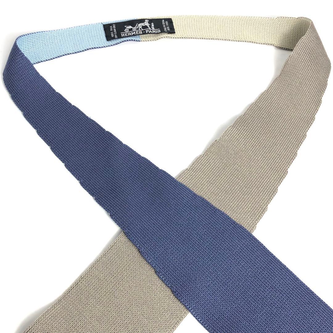 【美品】HERMES エルメス ネクタイ ニットタイ 4WAY キャトルタン