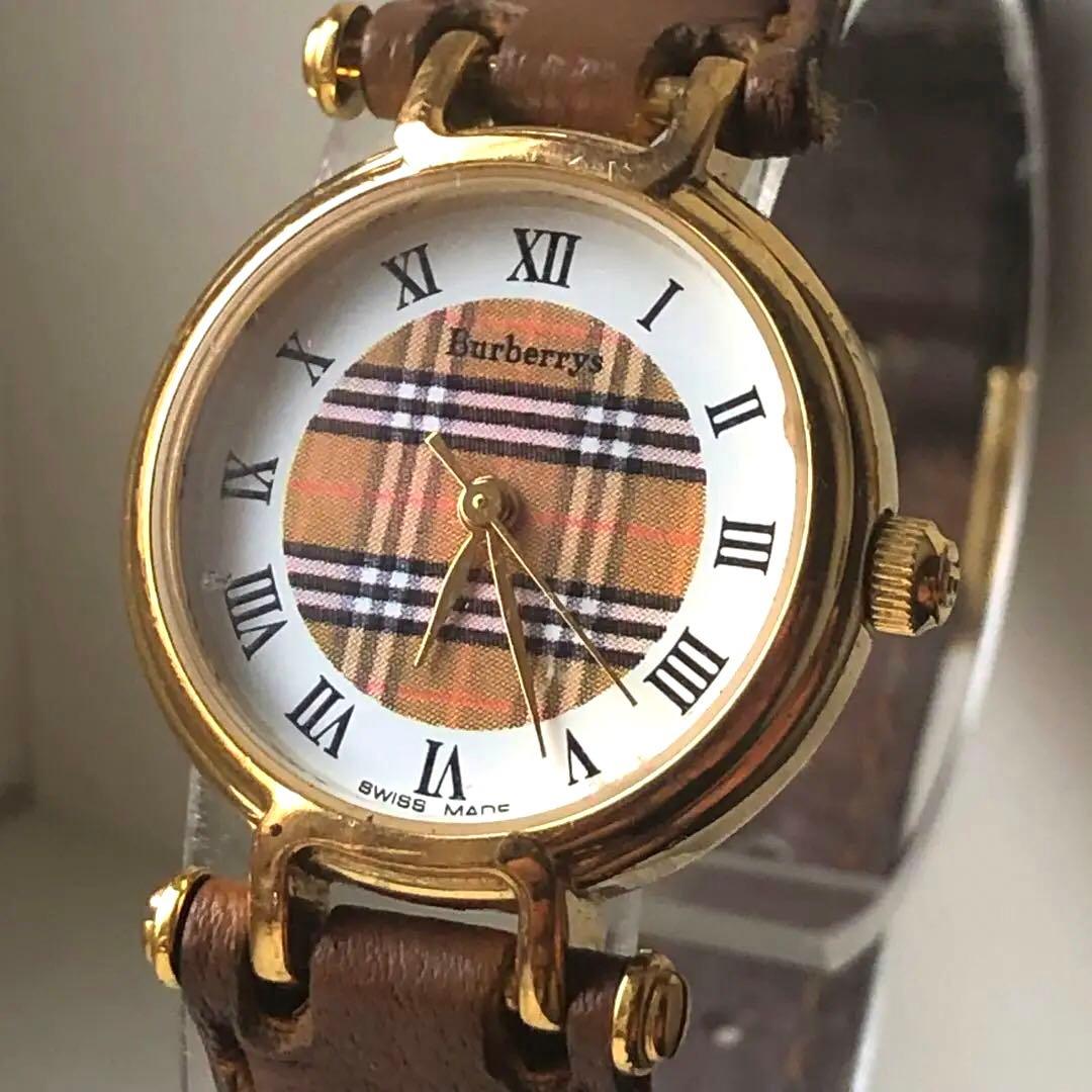 Burberry バーバリー レザーベルト 腕時計 ノバチェック柄　電池新品