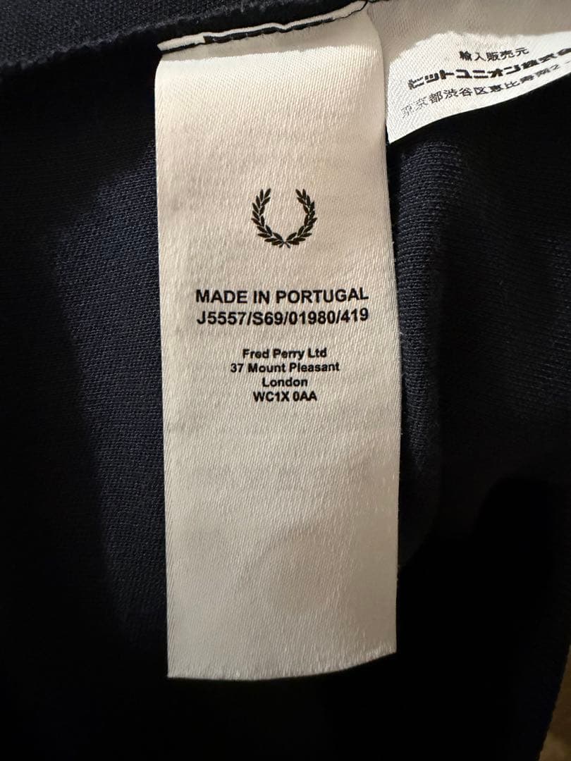 FRED PERRYジップアップジャケット サイドロゴ ネイビー Sサイズ