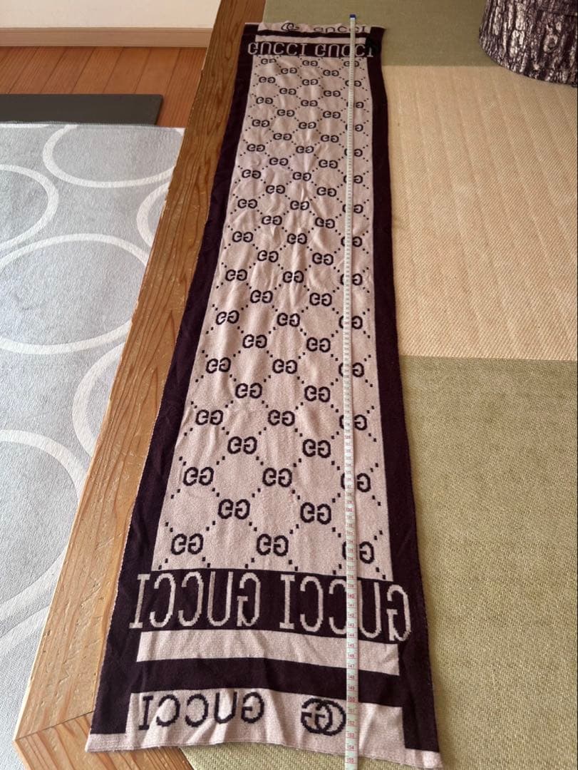 GUCCI マフラー ベージュ ブラウン ウール カシミヤ