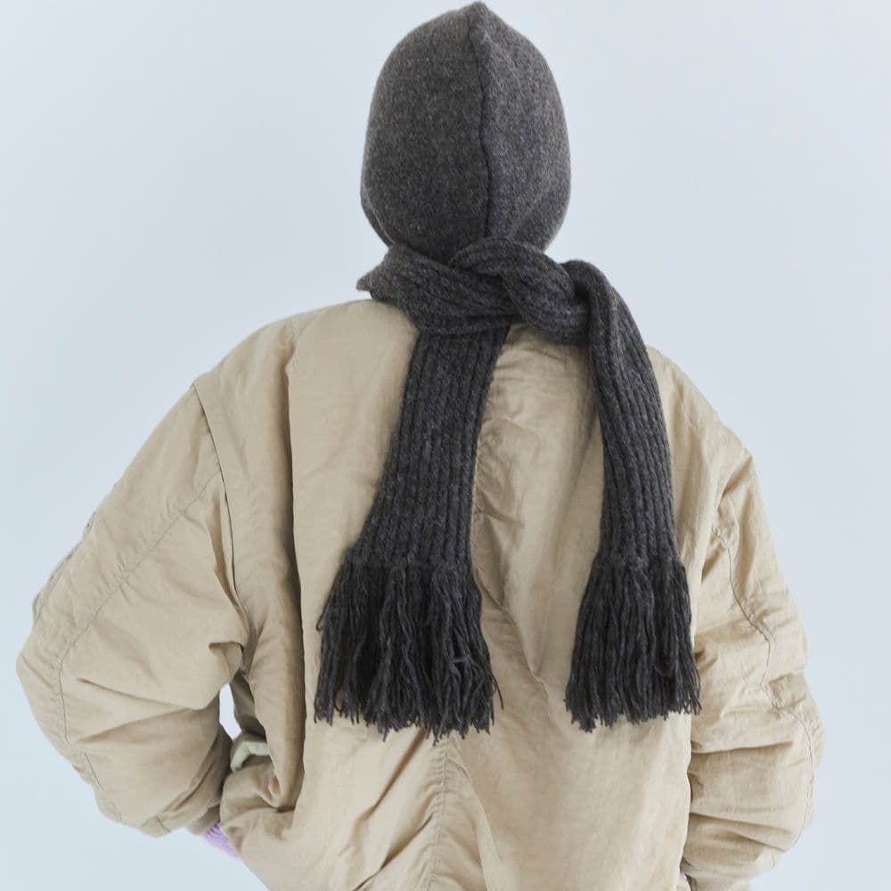 Sea Room lynn Fringeフーディーマフラー ブラウン ニット