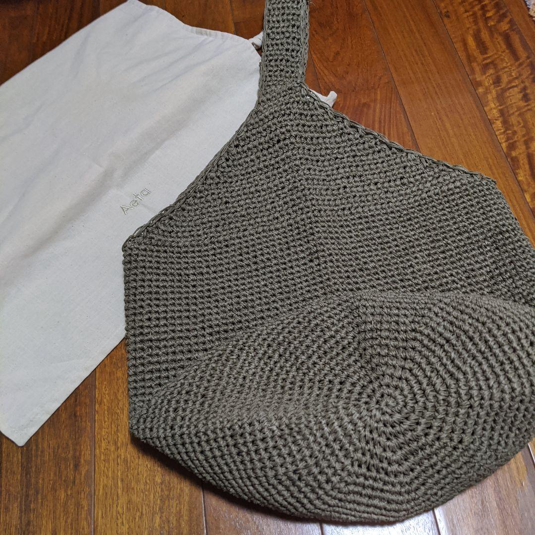 Aeta アエタ♡ SHOULDER : L ベージュ　ラフィアバッグ