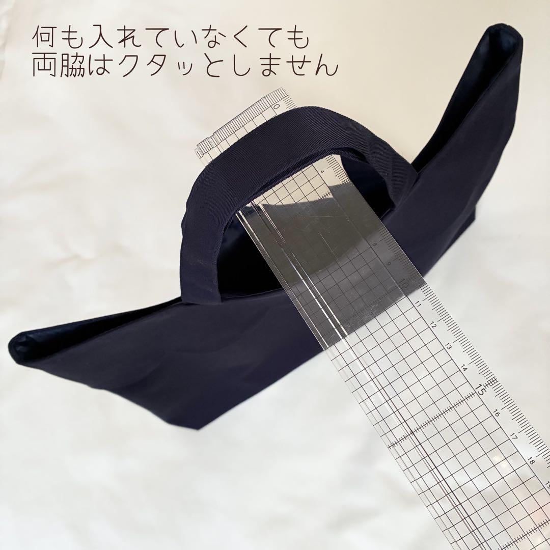 スカラップ　2点セット　手刺繍　リボン　レッスンバッグ　上履き入れ　紺　お受験