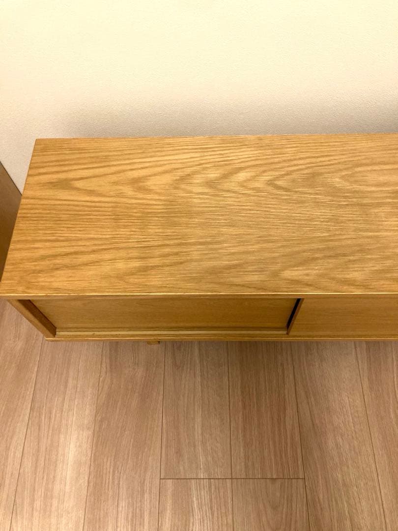【廃盤】無印良品　オーク材AVラック薄型（引戸）　幅150 cm テレビ