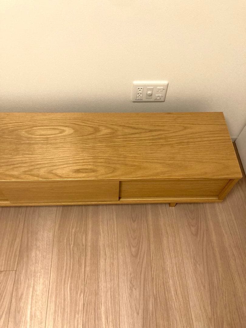 【廃盤】無印良品　オーク材AVラック薄型（引戸）　幅150 cm テレビ