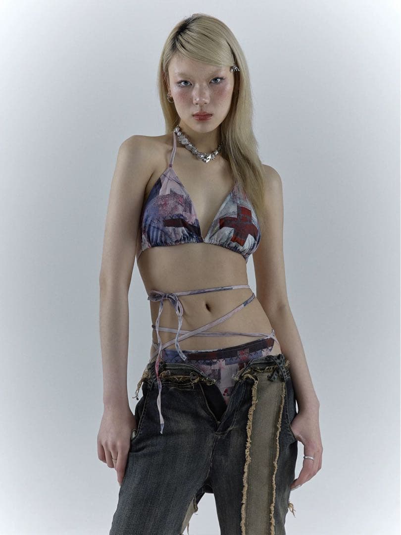 即購可NO ROMANCE 禁断ロマンスシリーズY2Kギャルストラップビキニ水着