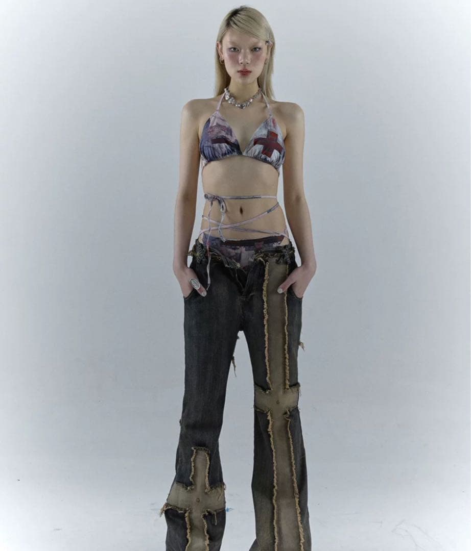 即購可NO ROMANCE 禁断ロマンスシリーズY2Kギャルストラップビキニ水着