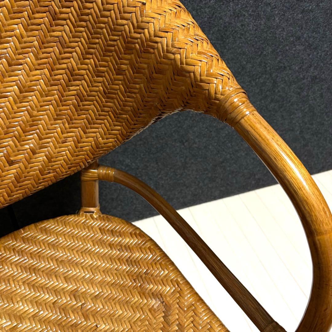 山下工芸　ラタン　籐　アームチェア　ラタンチェア　ガーデンチェア　レトロ