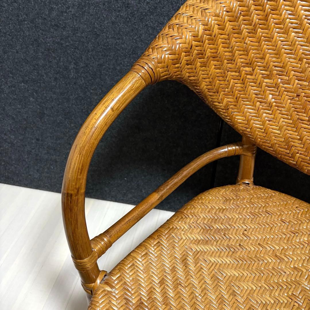 山下工芸　ラタン　籐　アームチェア　ラタンチェア　ガーデンチェア　レトロ