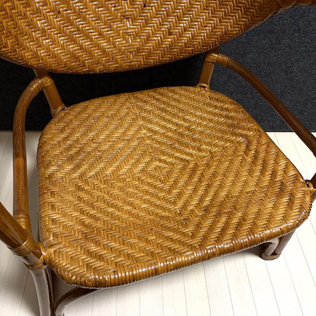 山下工芸　ラタン　籐　アームチェア　ラタンチェア　ガーデンチェア　レトロ