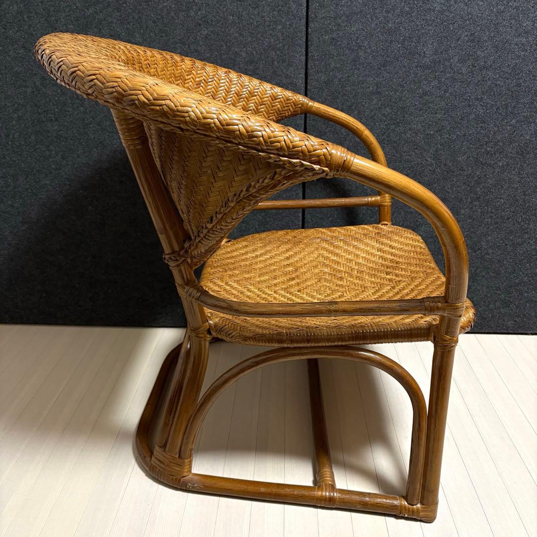 山下工芸　ラタン　籐　アームチェア　ラタンチェア　ガーデンチェア　レトロ