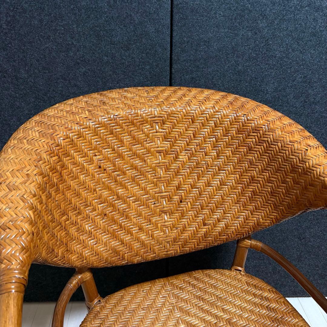 山下工芸　ラタン　籐　アームチェア　ラタンチェア　ガーデンチェア　レトロ