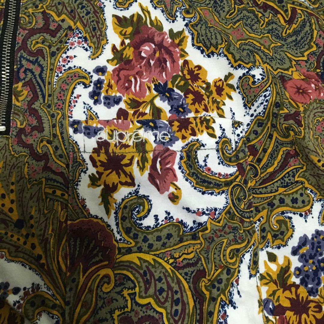 シュプリーム　ハーフジップポロシャツ　刺繍ロゴ　総柄　窪塚洋介着用　コットン　M