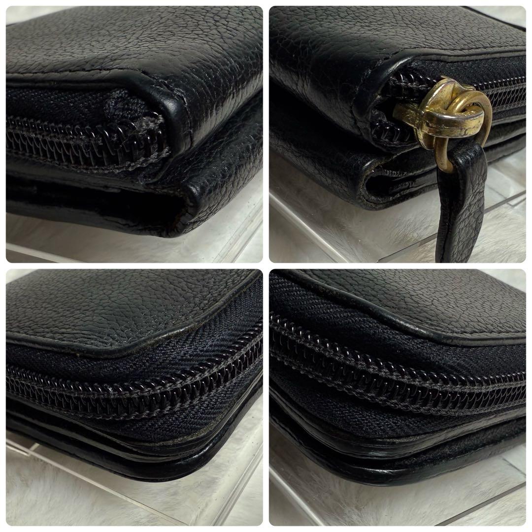 アッキー 様IL BISONTE 二つ折り財布 ブラック レザー コンパクト.