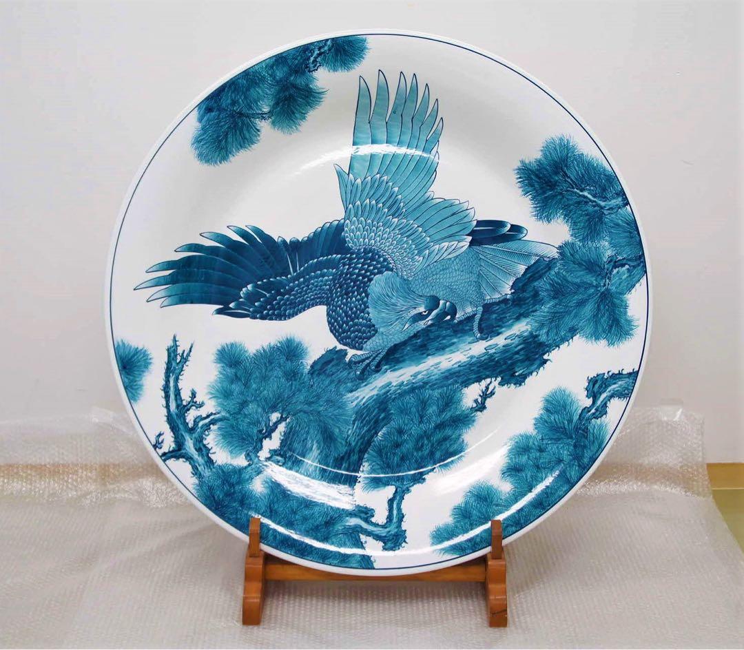 宝右衛門　神右衛門　染錦　古伊万里絵　三尺　特大　大皿　100cm