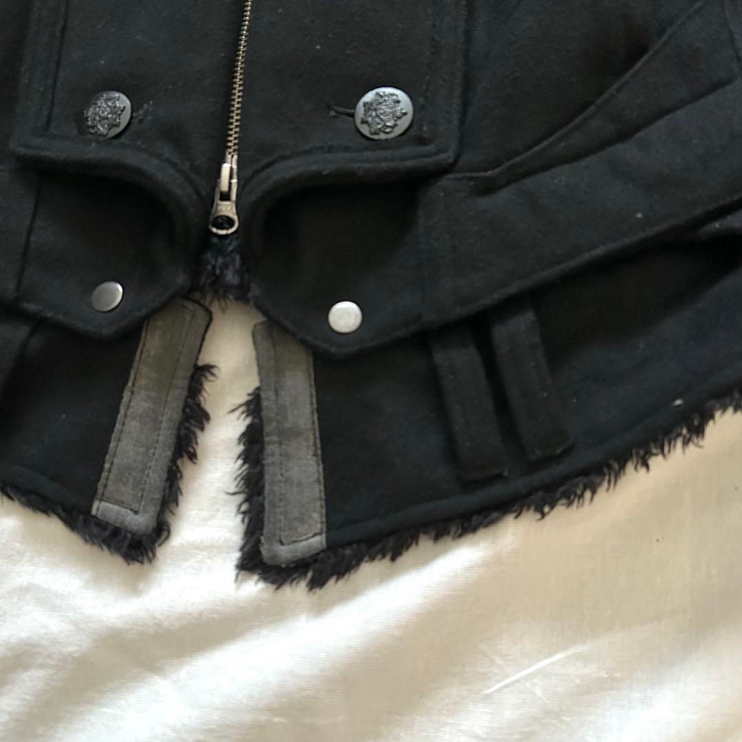 PPFM ナポレオンジャケット Pコート リアルファー ブラックy2k 00s