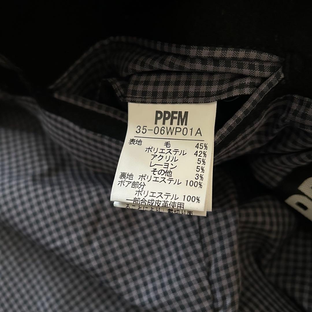 PPFM ナポレオンジャケット Pコート リアルファー ブラックy2k 00s