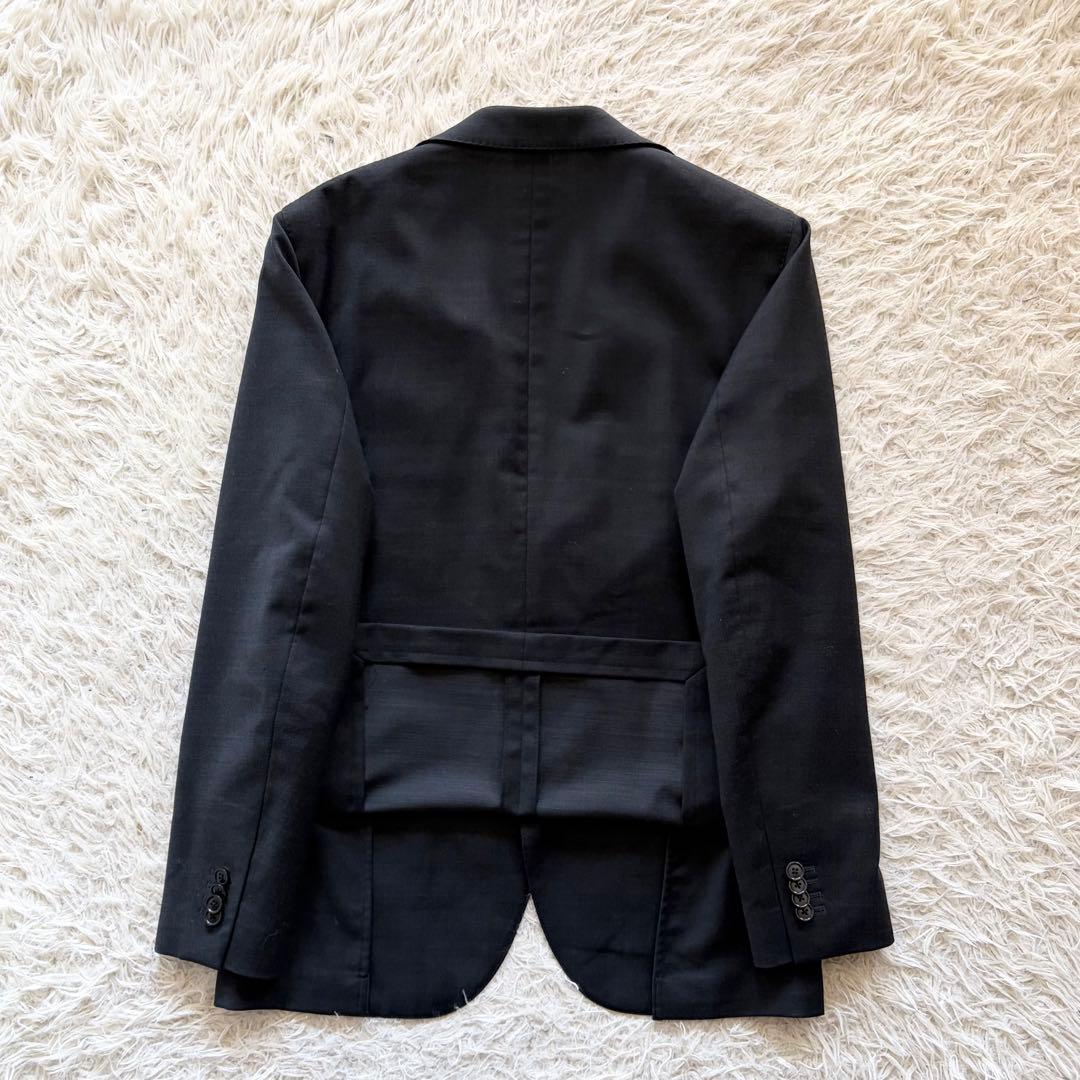 <最新ピン付>LARDINI 新ロゴ ダークグレー ウール スーツ 48