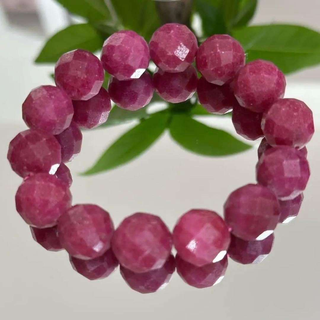 破格【高品質】上質ルビー ブレスレット カット 天然石 パワーストーン