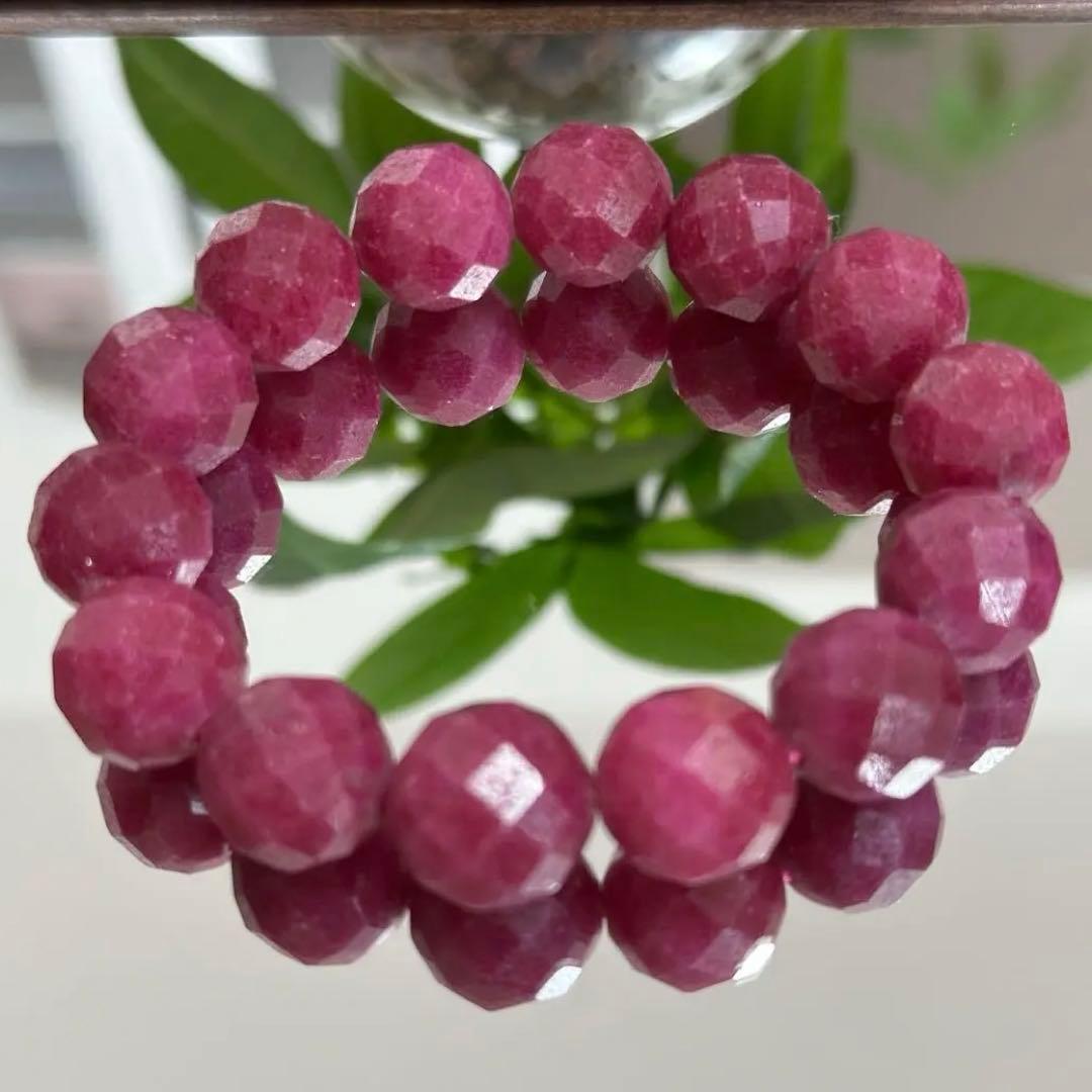 破格【高品質】上質ルビー ブレスレット カット 天然石 パワーストーン